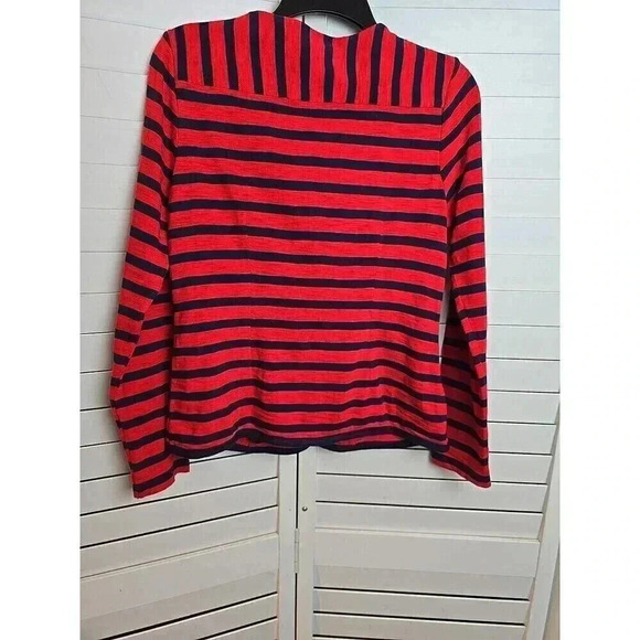 Cabi Size M Ladies Buttonup Red & Navy Striped Nautical Theme Lightweight Jacket - Picture 6 of 6